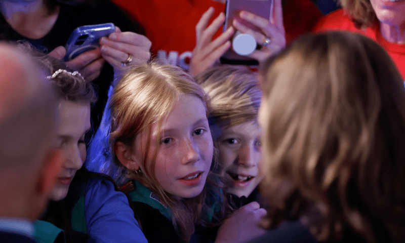 Kamala Harris meets supporters at a campaign rally in Madison, Wisconsin on October 30. &mdash; Reuters