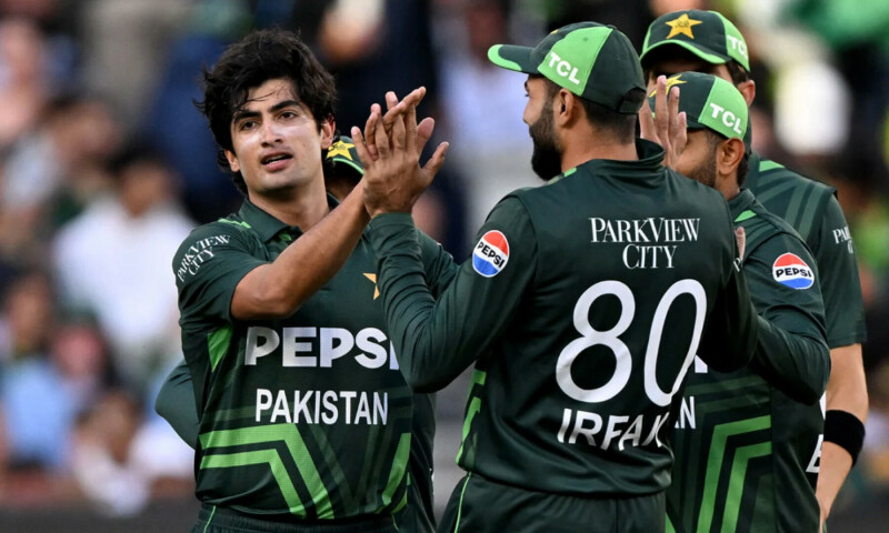 Naseem Shah celebrates after removing Australian batter Jake Fraser-McGurk during the first ODI between Pakistan and Australia on November 4th. — AFP 