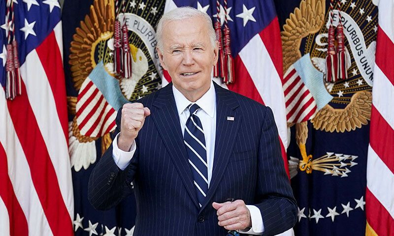 US President Joe Biden gestures as he delivers remarks on the 2024 election results and the upcoming presidential transition of power, in the Rose Garden of the White House in Washington, US on November 7. &mdash; Reuters