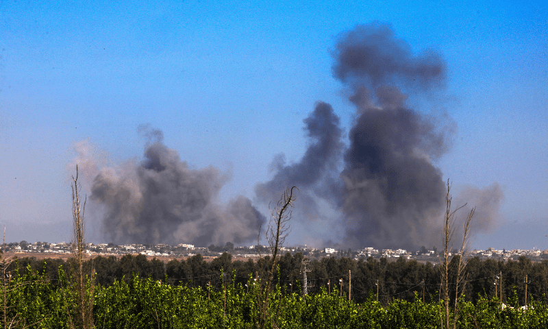 This picture, taken from the Israeli border with the Gaza Strip, shows smoke billowing during an Israeli strike on the besieged Palestinian territory on June 5, 2025. — AFP