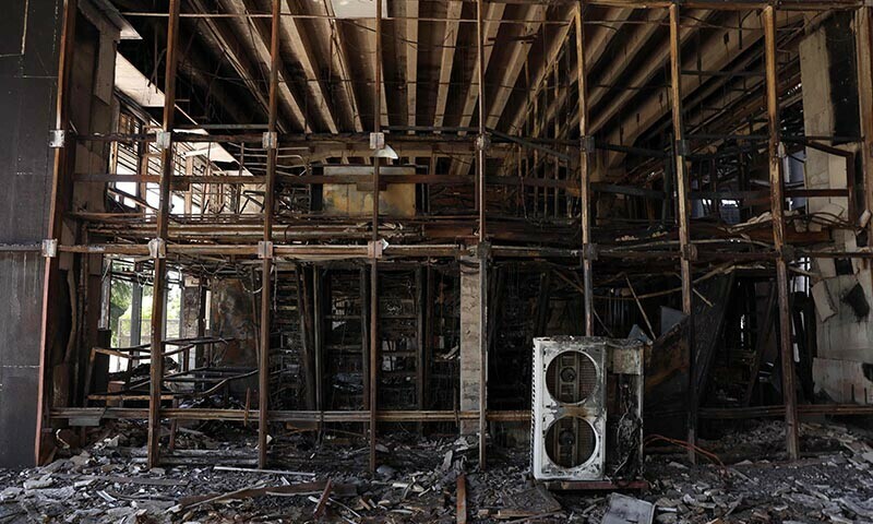 This picture shows the heavily damaged building of the Islamic Republic of Iran Broadcasting on June 19 after it was hit a few days earlier in an Israeli strike. &mdash; AFP