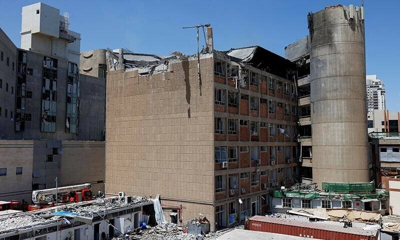 A general view of Soroka Medical Center, the city&rsquo;s general hospital, at an impact site following a missile strike from Iran on Israel, in Beersheba, Israel on June 19. &mdash; Reuters
