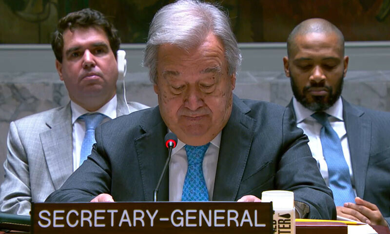 UN Secretary General Antonio Guterres addresses the UN Security Council on June 22. &mdash; United Nations