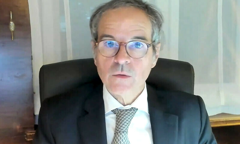 IAEA Director General Rafael Grossi addresses the UN Security Council on June 22. &mdash; United Nations