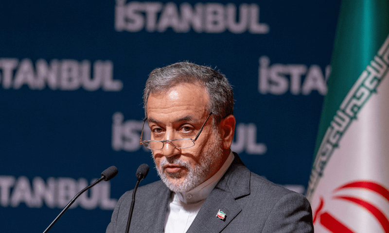 Iranian Foreign Minister Abbas Araghchi talks during a press conference in Istanbul, Turkey on June 22. &mdash; Reuters