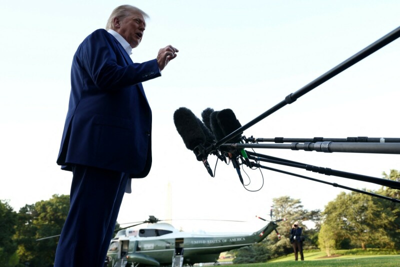 US President Donald Trump speaks to media ahead of boarding Marine One to depart to attend the NATO Summit in The Hague, Netherlands, from the South Lawn at the White House in Washington, DC, US on June 24. &mdash; Reuters