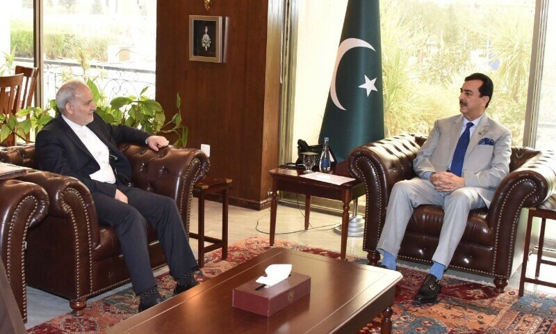Senate Chairman Syed Yousuf Raza Gilani meets with Iranian Ambassador to Pakistan Reza Amiri Moghadam. — X/@OfficeSenate