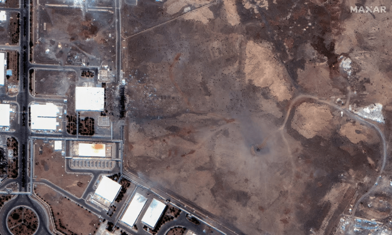 A satellite image shows airstrike craters over the underground centrifuge halls of the Natanz Enrichment Facility, following US airstrikes amid the Iran-Israel conflict, in Natanz County, Iran on June 22. &mdash; Reuters