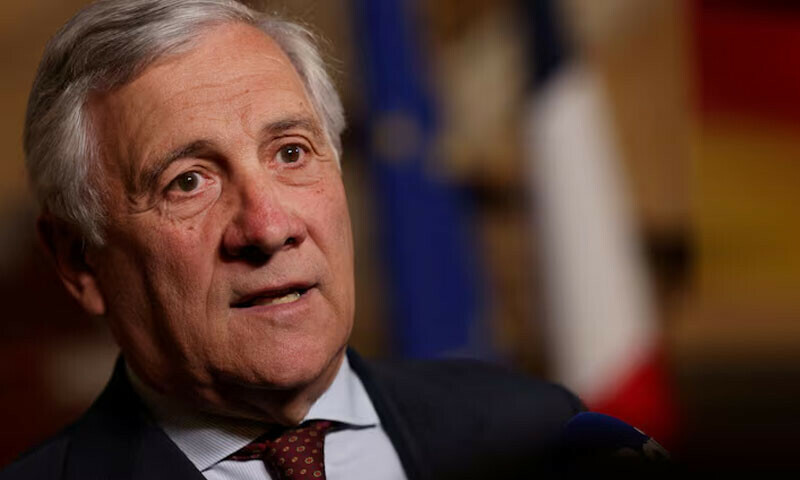 Italy’s Minister of Foreign Affairs Antonio Tajani speaks to the press at Lancaster House in London, on May 12, 2025. — Reuters