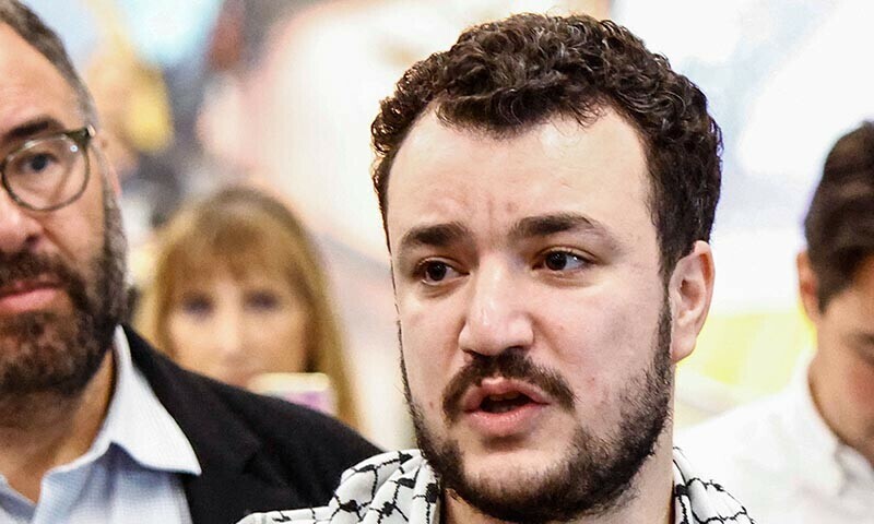 Former Columbia Univrsity student Mahmoud Khalil speaks to the press as he arrives at Newark airport in Newark, New Jersey, on June 21, 2025. &mdash; AFP/File