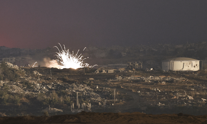  An explosion in Gaza, as seen from the Israeli side of the Israel-Gaza border on July 13, 2025. — Reuters 