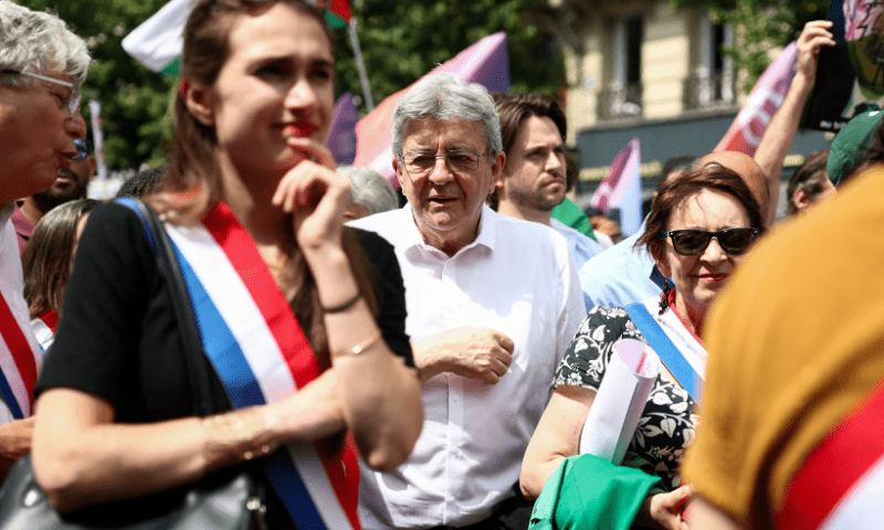  Jean-Luc Melenchon, leader of French far-left opposition party La France Insoumise  attends a demonstration organised by several French labour unions and French left-wing political parties in support of Palestinians in Gaza, calling for an immediate ceasefire in Gaza and for unhindered access for humanitarian aid at the Place de la Republique in Paris, France on June 14, 2025. — Reuters 