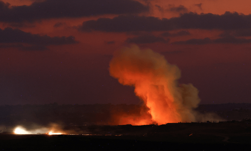  Smoke rises from an explosion in Gaza, as seen from the Israeli side of the Israel-Gaza border on July 20, 2025. &mdash; Reuters 