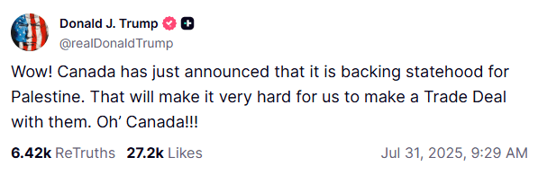 Screegrab from Truth Social/@realDonaldTrump