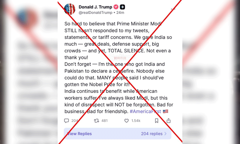 Fact check: Viral image of Trump’s angry rant against Modi on Truth Social is fake