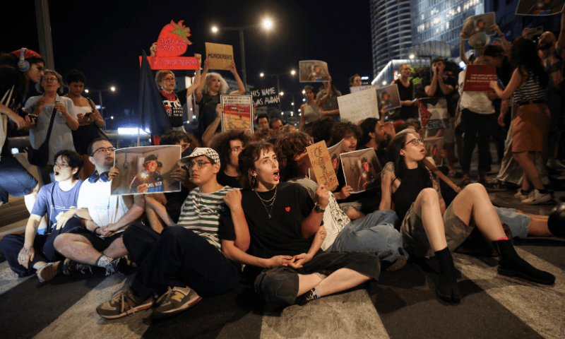  Israeli left-wing protesters take part in a protest to show solidarity with Gaza and against the Israeli occupation in the West Bank, in Tel Aviv, Israel on August 3, 2025. &mdash; Reuters 