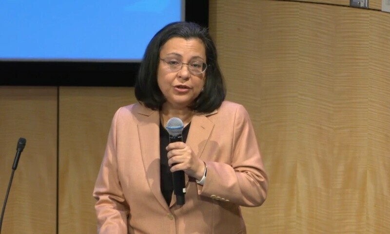 Dr Anita Zaidi, president of the Gender Equality Division at the Gates Foundation, speaking at <em>Women’s Health, Unstuck</em>, an event organised by health news outlet STAT at the Broad Institute of MIT and Harvard, United States, on Aug 4, 2025. — Screengrab