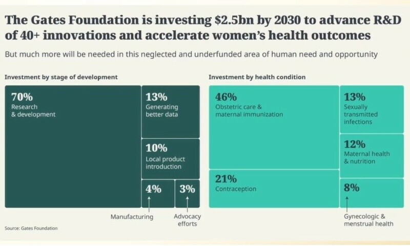 Graphic showing how the Gates Foundation is investing $2bn by 2030 to advance women’s health research. — Screengrab