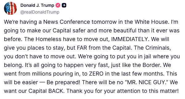 Screengrab from Truth Social/@realDonaldTrump