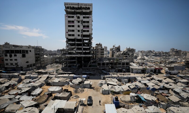  A view of tents sheltering Palestinians displaced by the Israeli military offensive, in Gaza City on Aug 23, 2025. &mdash; Reuters/Dawoud Abu Alkas 