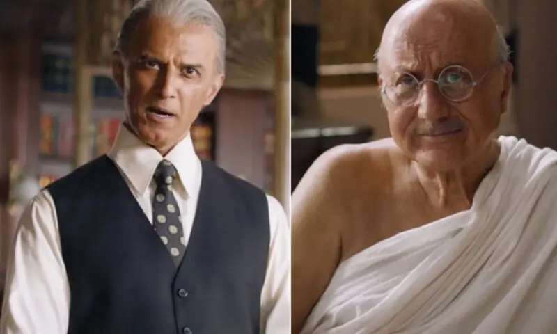 گاندھی کا کردار انوپم کھیر نے ادا کیا ہے