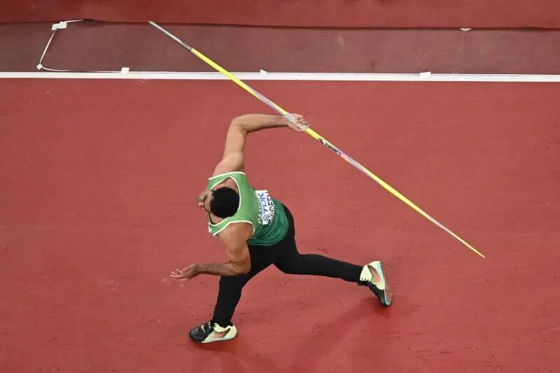 Arshad Nadeem competes in the men&rsquo;s javelin throw Group B qualification during the World Athletics Championships in Tokyo, Japan on September 17. &mdash; AFP