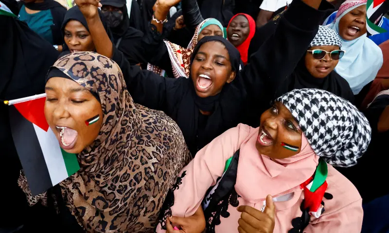  Women participate in a &ldquo;Free Palestine&rdquo; protest in support of Palestinians, in Nairobi, Kenya on Sept 21, 2025. &mdash; Reuters/Thomas Mukoya 