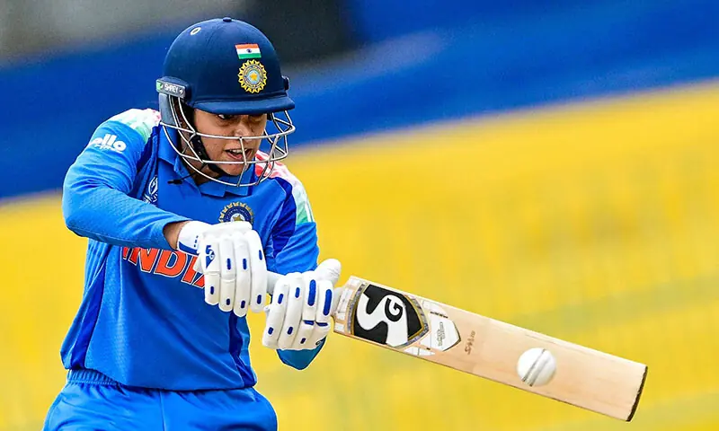 Smriti Mandhana of India plays a shot during the CRICKET Women's Cricket World Cup match of the CPI 2025 An international one-day party (ODI) between India and Pakistan in the R. R. rewarded International Cricket Stadium in Colombo on October 5, 2025.-AFP.