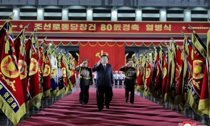  North Korean leader Kim Jong Un attends a military parade celebrating the 80th anniversary of the founding of the ruling Workers&rsquo; Party of Korea (WPK), in Pyongyang, North Korea, picture released October 11, by North Korea&rsquo;s official Korean Central News Agency. &mdash;KCNA via Reuters