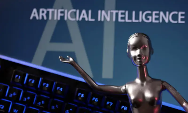 En esta ilustración tomada el 4 de mayo de 2023 se ven palabras de Inteligencia Artificial AI. – Reuters/Archivo