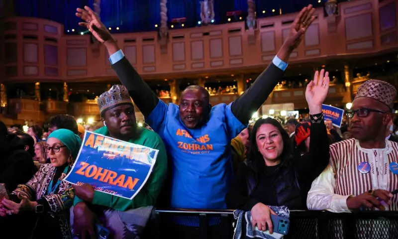 Supporters react after Democratic candidate for New York City mayor Zohran Mamdani won the 2025 New York City mayoral race, at an election night watch party in the Brooklyn borough of New York City, New York, US, November 4, 2025. &mdash; Reuters