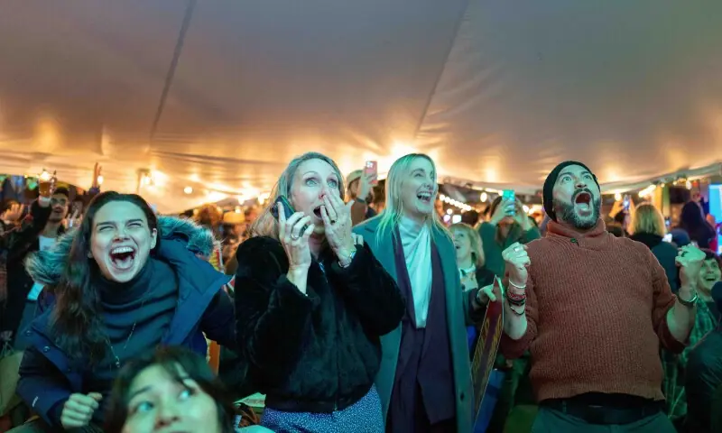New Yorkers celebrate as NY1 projects Zohran Mamdani winner in the mayoral election, at the Bohemian Hall &amp; Beer Garden on November 4, 2025 in the Queens borough of New York City. &mdash; AFP