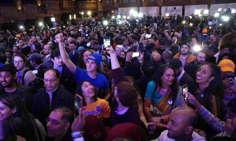 Supporters of New York City Mayoral candidate Zohran Mamdani celebrate during an election night event at the Brooklyn Paramount Theater in Brooklyn, New York on November 4, 2025. &mdash; AFP