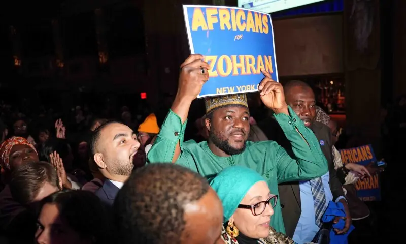 Supporters of New York City Mayoral candidate Zohran Mamdani celebrate during an election night event at the Brooklyn Paramount Theater in Brooklyn, New York on November 4, 2025. &mdash; AFP