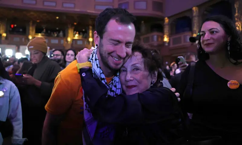 Supporters of New York City Mayoral candidate Zohran Mamdani celebrate during an election night event at the Brooklyn Paramount Theater in Brooklyn, New York on November 4, 2025. &mdash; AFP