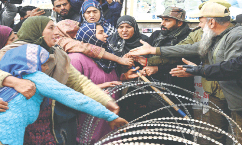 Scene of the accidental blast in Nowgam, Kashmir