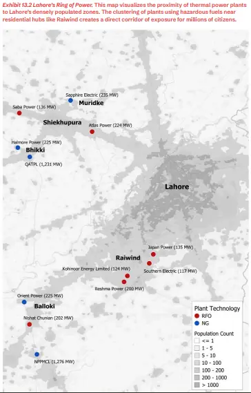  A map showing the proximity of power plants to densely populated areas in Lahore. &mdash; Screenshot via Pakistan Air Quality Initiative 