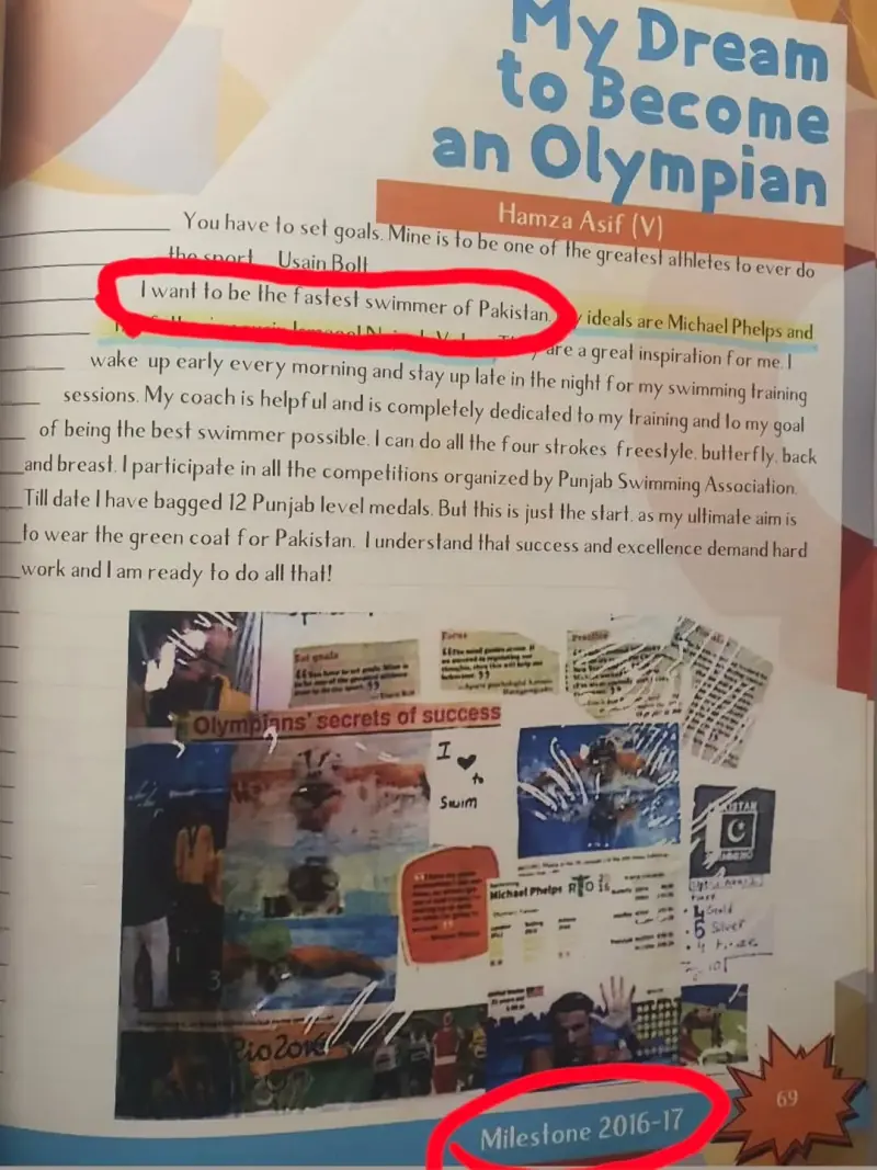 Hamza’s hopes and aspirations penned down in a school essay in 2016. — Photo provided by family