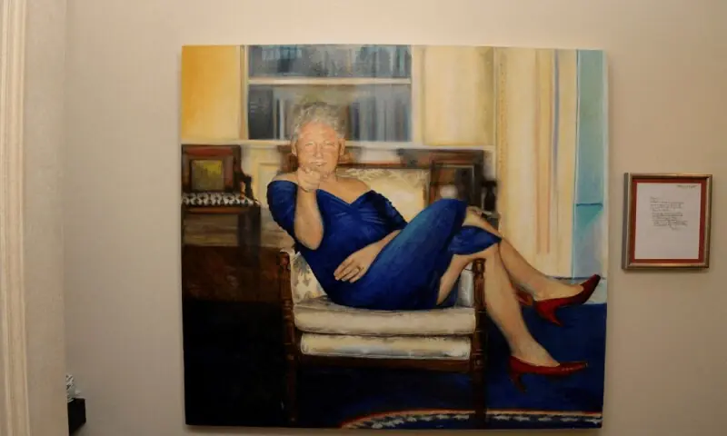 A painting of former US President Bill Clinton wearing a dress is displayed inside the Manhattan home of Jeffrey Epstein in this image from the estate of late financier and convicted sex offender Jeffrey Epstein, released by the Department of Justice in Washington, DC, US, on December 19, 2025.&mdash;Reuters
