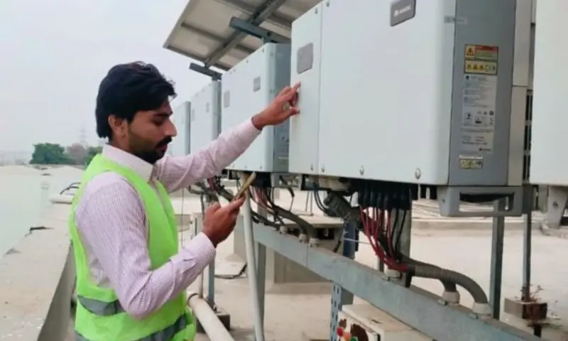  Muhammad Faisal photographed at the solar installation site. 