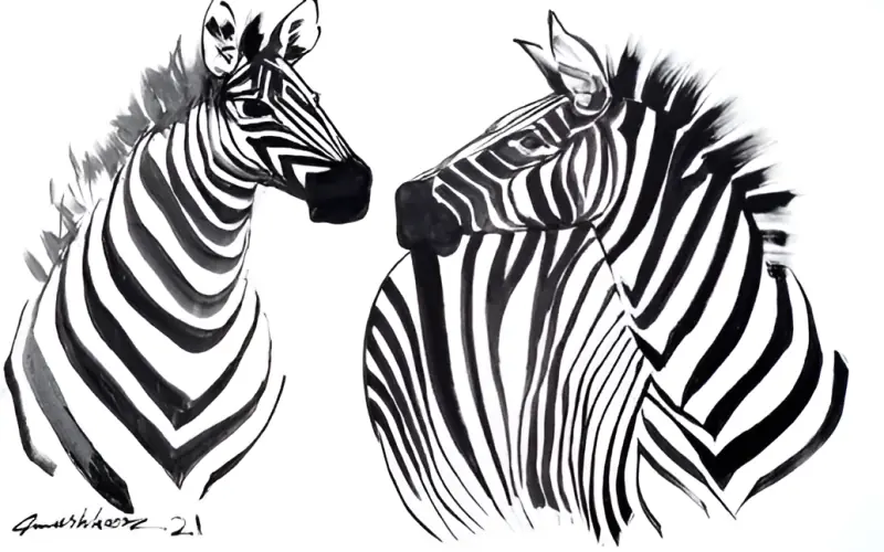 A painting of Zebras by Mashkoor Raza. Courtesy: Mainframe Gallery.