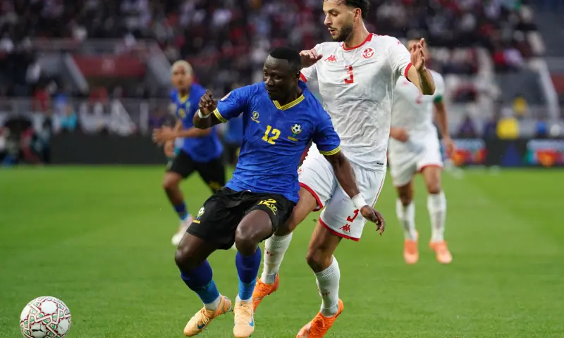  Tanzania&rsquo;s Simon Msuva in action with Tunisia&rsquo;s Montassar Talbi at the Africa Cup of Nations Group C Tanzania v Tunisia match at the  Prince Moulay Abdellah Stadium in Rabat, Morocco - December 30, 2025. &mdash; Reuters 