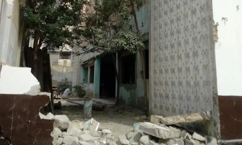  A view of the torn down Mulla Fazil Library. 