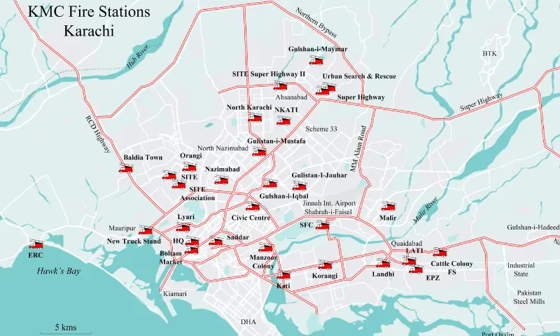   Map of KMC fire station in Karachi &mdash; DAWN GIS  