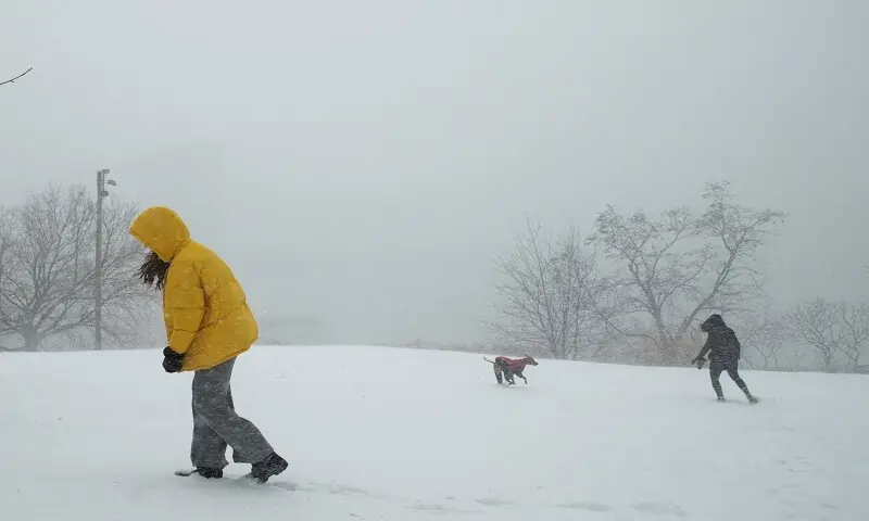 People walk amid a major winter storm spreading across a large swath of the United States, in Brooklyn, New York City, US, January 25, 2026. &mdash; Reuters