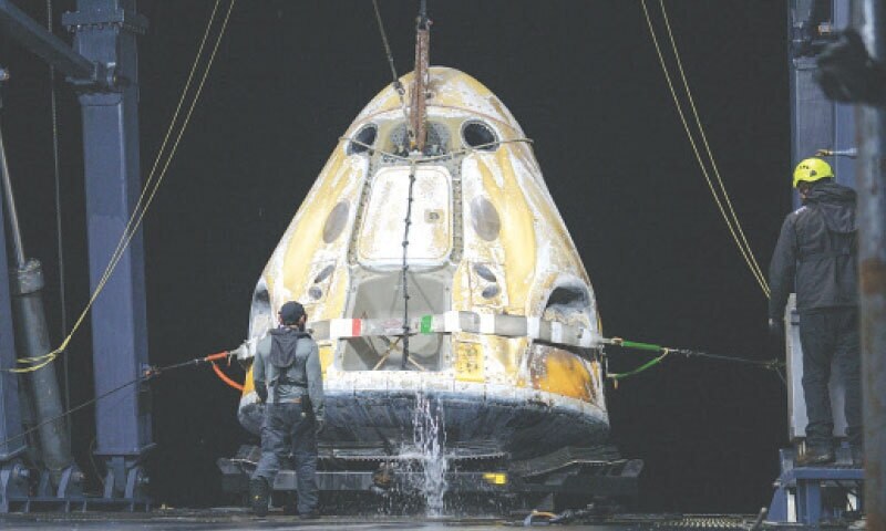 SpaceX capsule with four astronauts splashes down safely off California