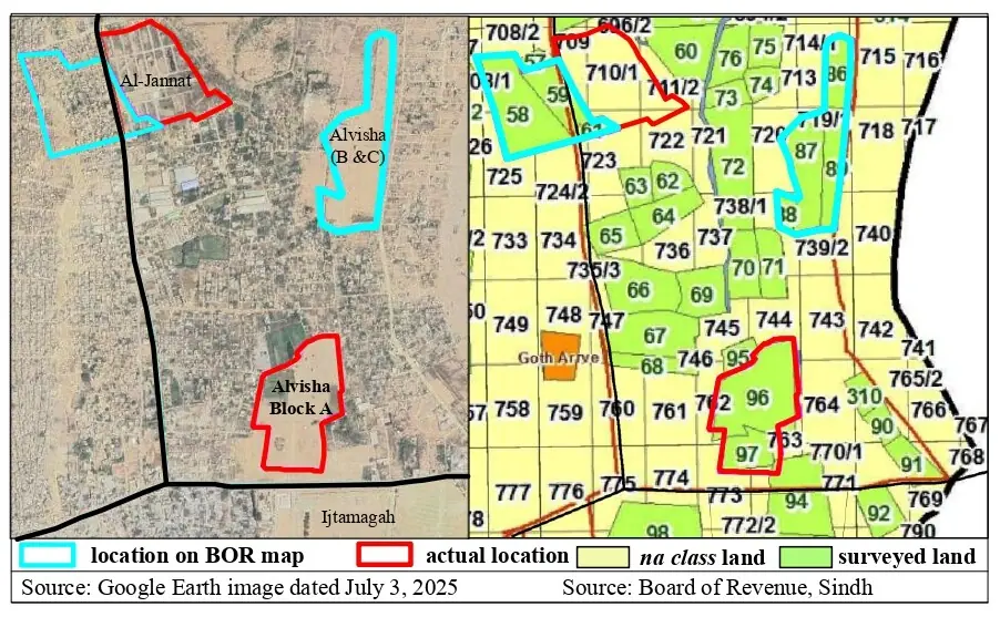  Maps showing the Alvisha and Al-Jannat housing schemes. 