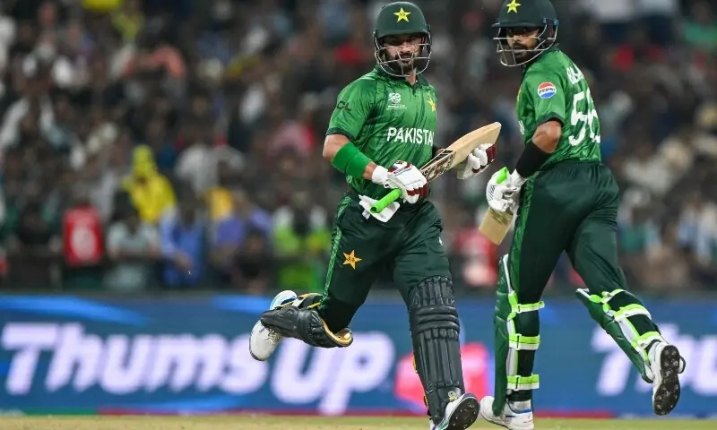  Pakistan&rsquo;s Babar Azam (R) and Sahibzada Farhan run between the wickets during the 2026 ICC Men&rsquo;s T20 Cricket World Cup group stage match between Pakistan and USA at the Sinhalese Sports Club (SSC) Ground in Colombo on February 10, 2026. &mdash; AFP 