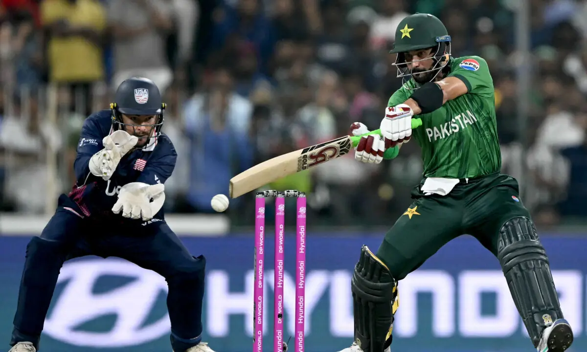  Pakistan&rsquo;s Sahibzada Farhan plays a shot during the 2026 ICC Men&rsquo;s T20 Cricket World Cup group stage match between Pakistan and USA at the Sinhalese Sports Club (SSC) Ground in Colombo on February 10, 2026. &mdash; AFP 