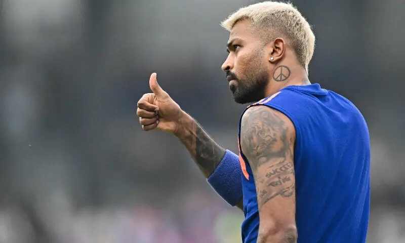  India&rsquo;s Hardik Pandya gestures as he warms up before the start of the 2026 ICC Men&rsquo;s T20 Cricket World Cup group stage match between India and Pakistan at the R Premadasa Stadium in Colombo on February 15, 2026. &mdash; AFP 